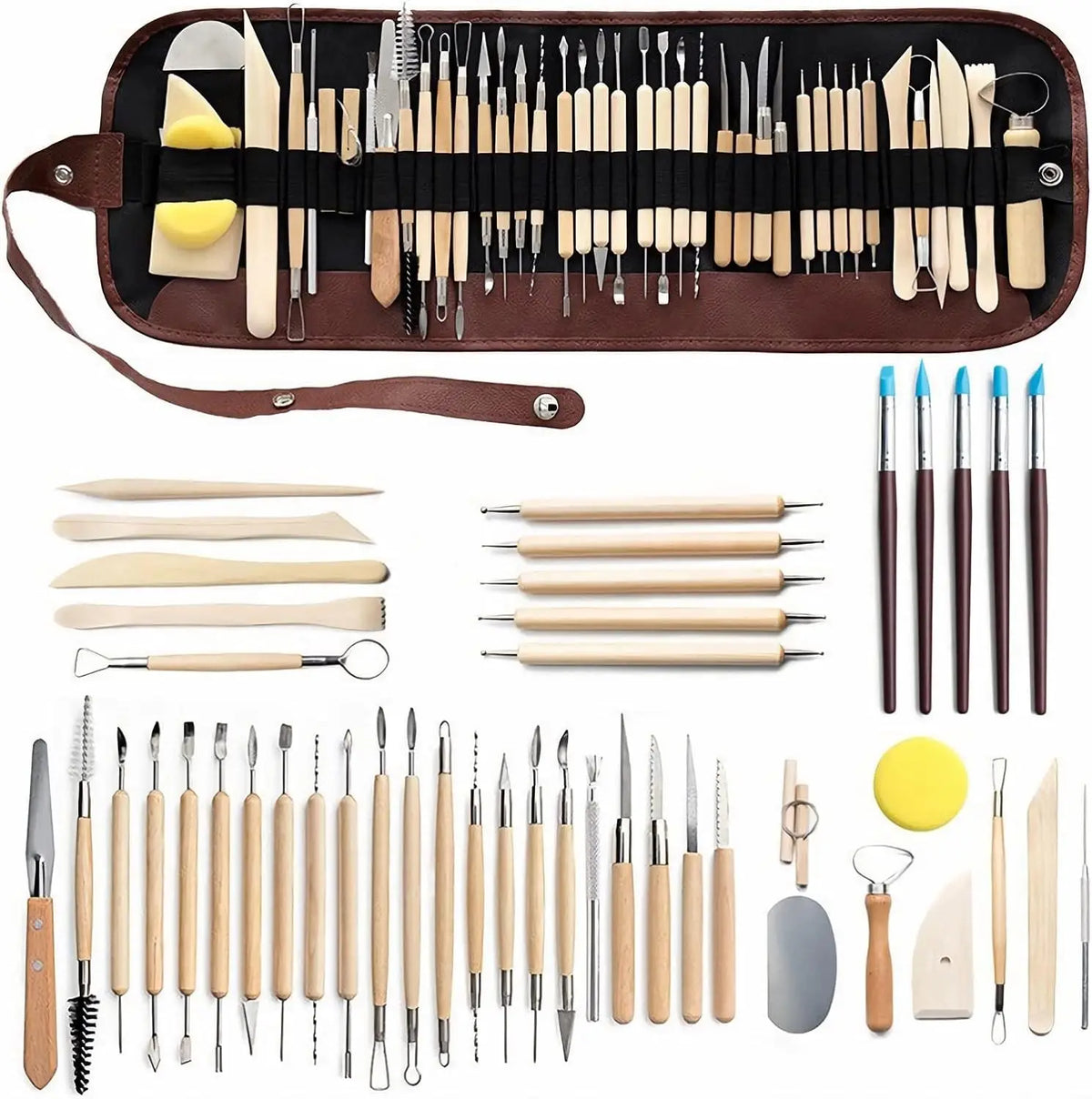 Professional Pottery Clay Sculpting Tools Set 61Pcs Modeling Stick Ceramic Tools Smoothing Wax Carving Ceramic Polymer Art Tools