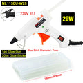 NEWACALOX 20W 220V Hot Melt Glue Gun with 20Pcs 7mm Glue Sticks Industrial Mini Guns Thermo Gluegun Heat Temperature Tool