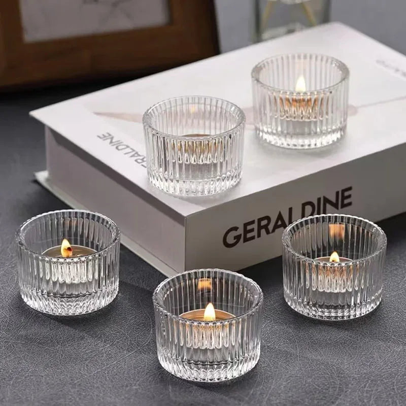 Small Clear Mini Candlestick Table Glass Tealight Candle Holder Wedding Table Decor,Party Supplies,Home Decor LZT001
