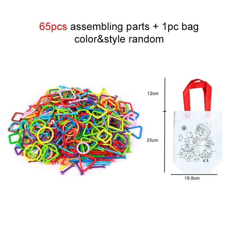 65~240pcs Kids DIY Building Blocks Stick with Storage Bag Montessori Early Learning Children Plastic Intelligence Sticks TMZ