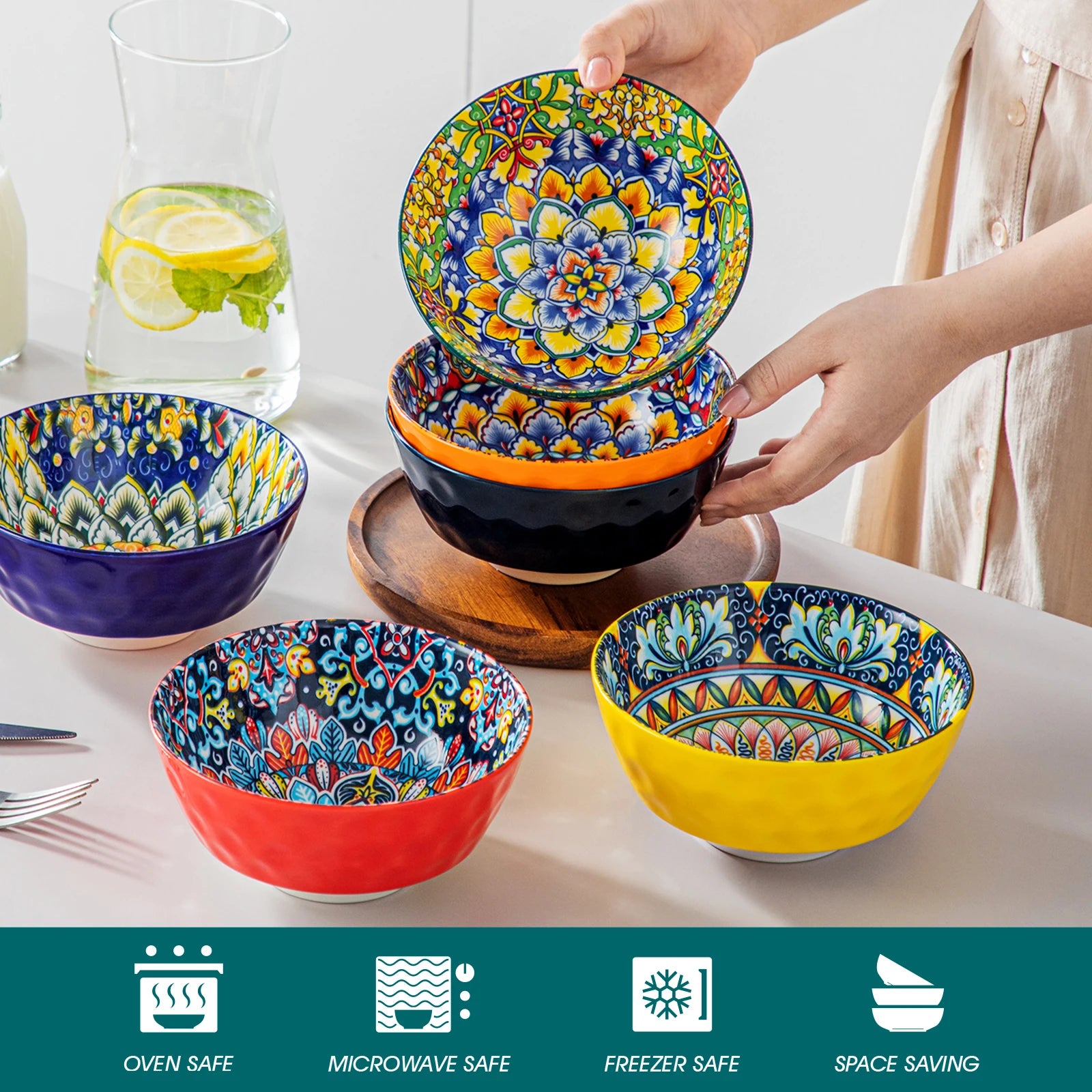 vancasso 6/12 Piece Ceramic Soup Bowls 4.7 inch Soup Bowls Colorful Bowls Dishwasher Oven Safe  for Cereal/Soup/Oatmeal