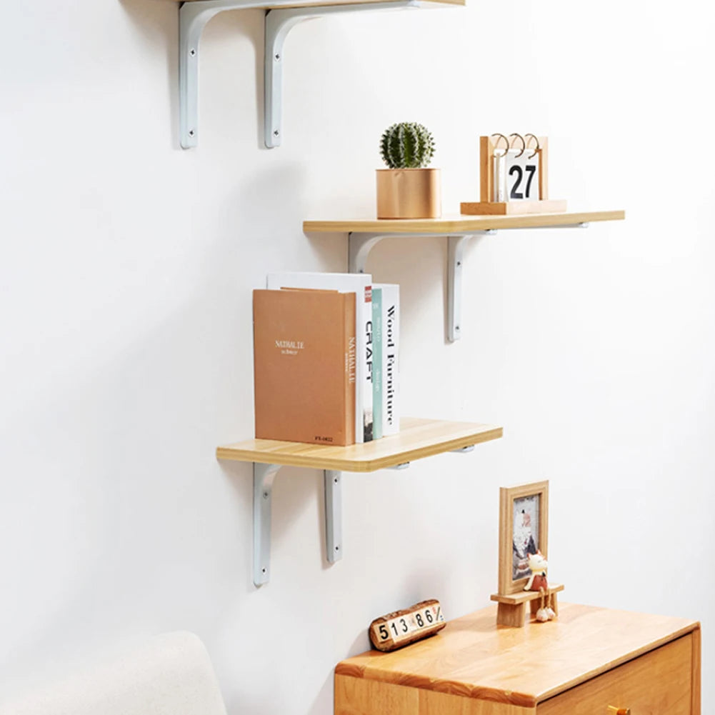 8 In Wall Shelves Bracket Easy Install Reinforced Shelf Bracket Wall Mounted L Bracket Hardware Corner Brace Support for Shelves