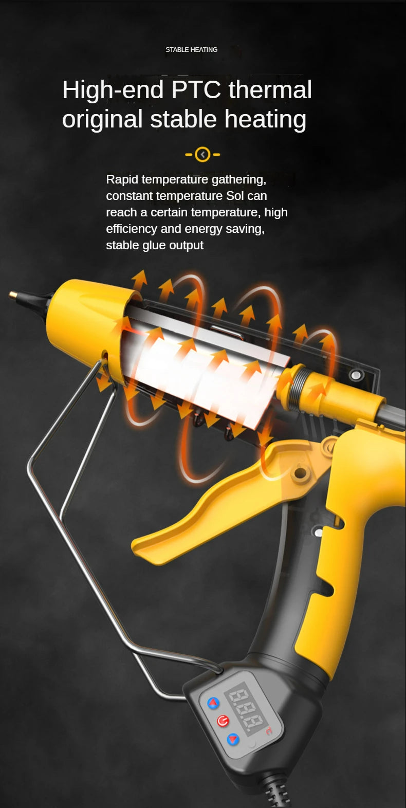 800W Professional Hot Melt Glue Gun Digital Adjustable Temperature Copper Nozzle 11 Mm Glue Sticks Industrial Tools Silicone Gun