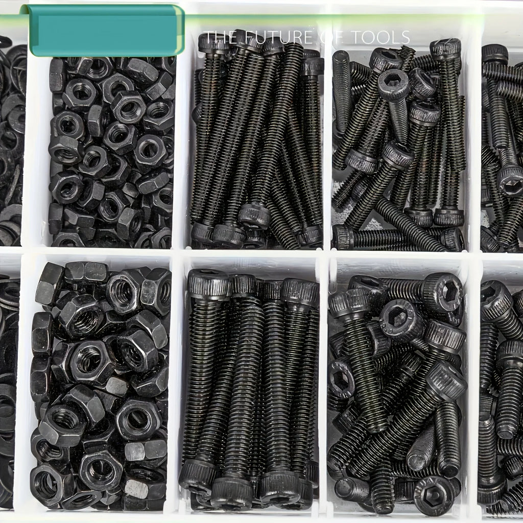 1260pcs Metric Bolt Assortment - M2 M3 M4, 21 Sizes 4MM To 30MM 12.9 Alloy Steel Bolts And Nuts Kit