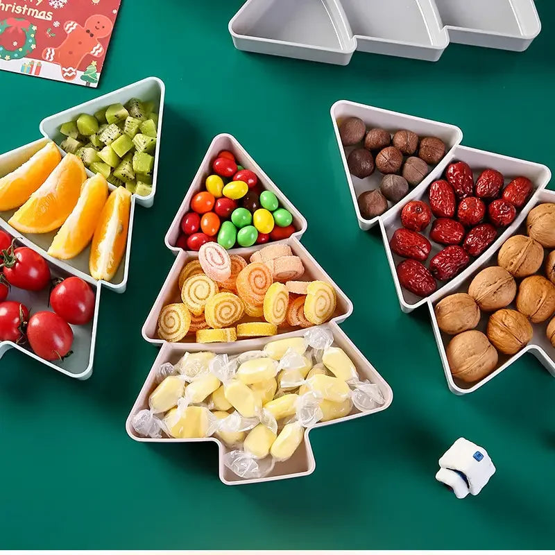 1-20PCS Christmas Tree Shaped Fruit Tray Plastic Candy Snack Tray Dried Fruit Melon Plate Party Supplies Home Decoration
