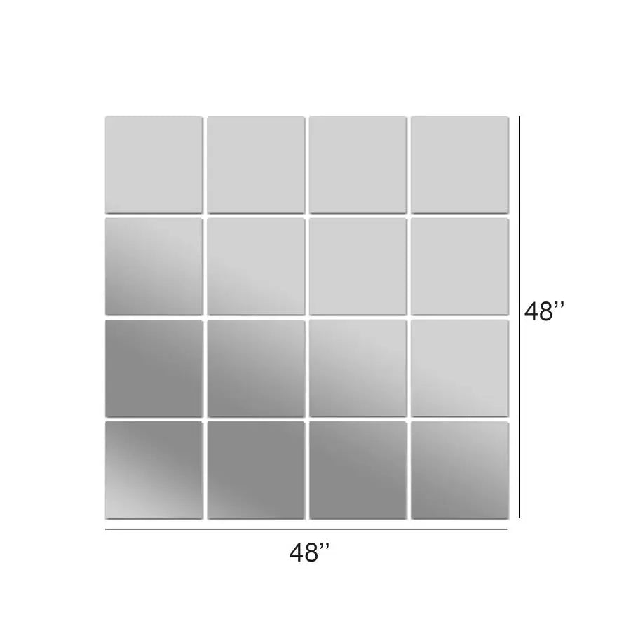 Home Gym Mirrors, 12 x 12 Glass Mirror Tiles 16 PCS, Square Large Wall Mirror for Home Gym, Bedroom, Door,Bathroom, Frameless M