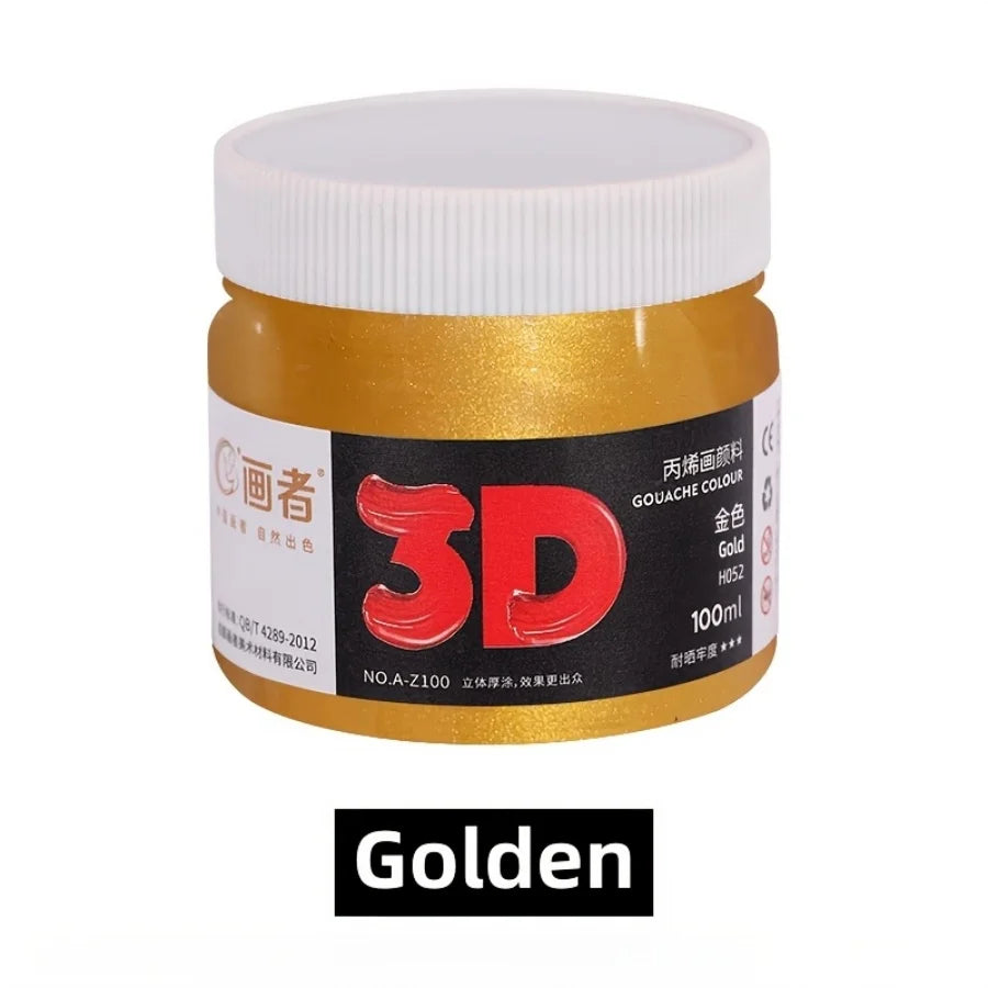 50/100/300 milliliters Golden and Silver Acrylic Paints, Metallic Pearlescent, Hand-painted Gypsum Glue, Waterproof and Non-fadi