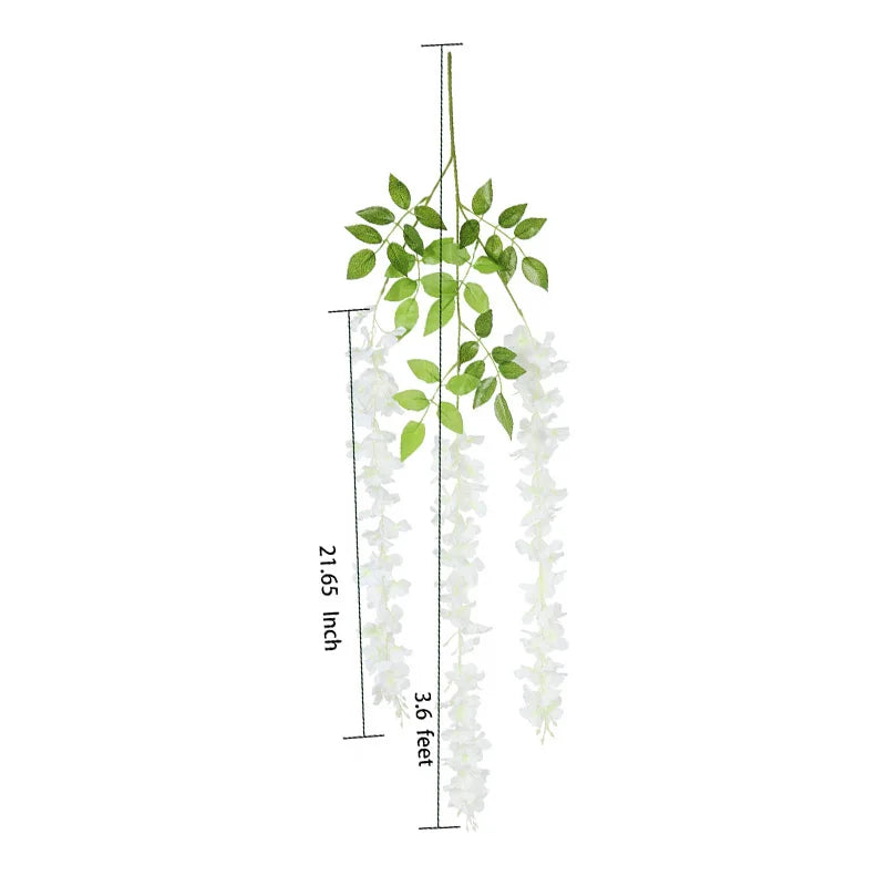 24PCS Artificial Wisteria Flowers Hanging Garland Fake Ivy Vine Flower String for Arch Wedding Party Home Room Decoration Flower