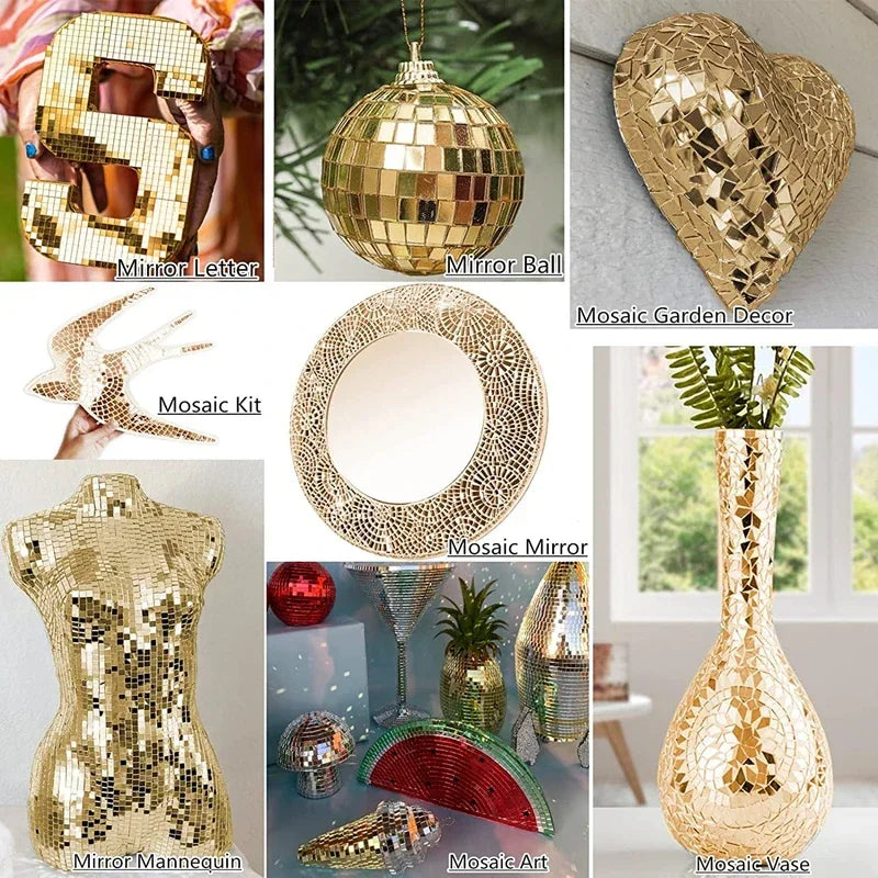100~500PCS Mirror Mosaic Tile Wall Sticker Bulk Diamond Shape DIY Craft Handcrafted Accessory Home Wall Artwork Decor Supplies