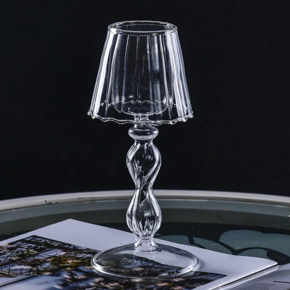 Clear Vintage Glass Candle Holder Romantic Candlelight Table Lamp Shape Candlestick Nordic Wedding Party Desktop Decoration