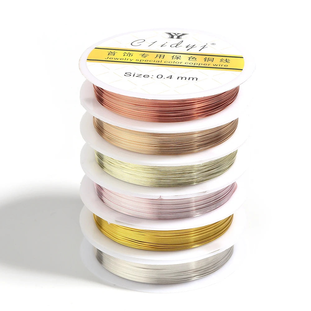 1Roll Gold Color Copper Wire 0.2/0.3/0.4/0.5/0.6/0.7/0.8/1.0mm Beading Cord Wire DIY For Beads Jewelry Making Accessories