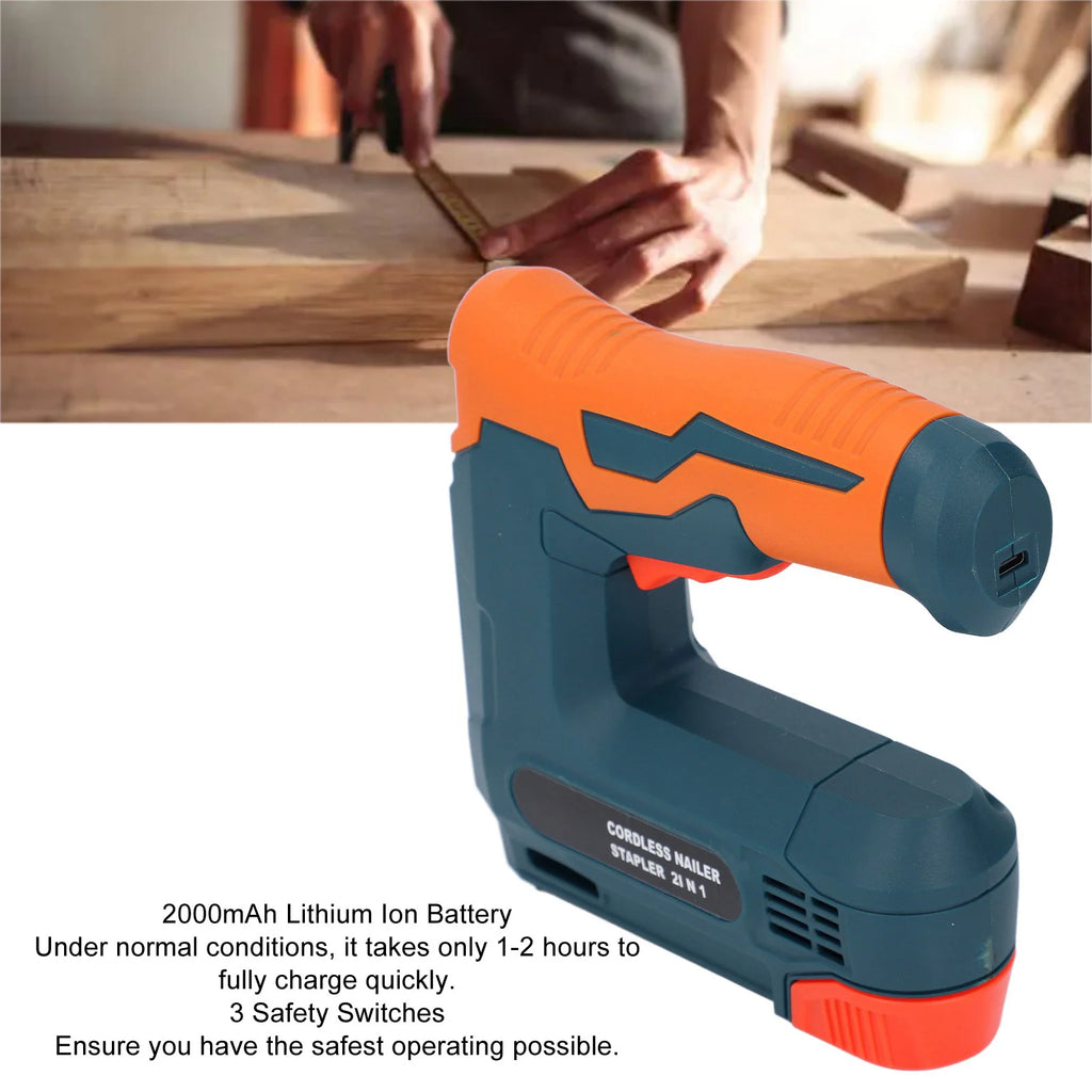Cordless Brad Nailer Portable USB Charging Battery Powered Nail Gun for Woodworking Electric Nail Gun Battery Powered Nail Gun