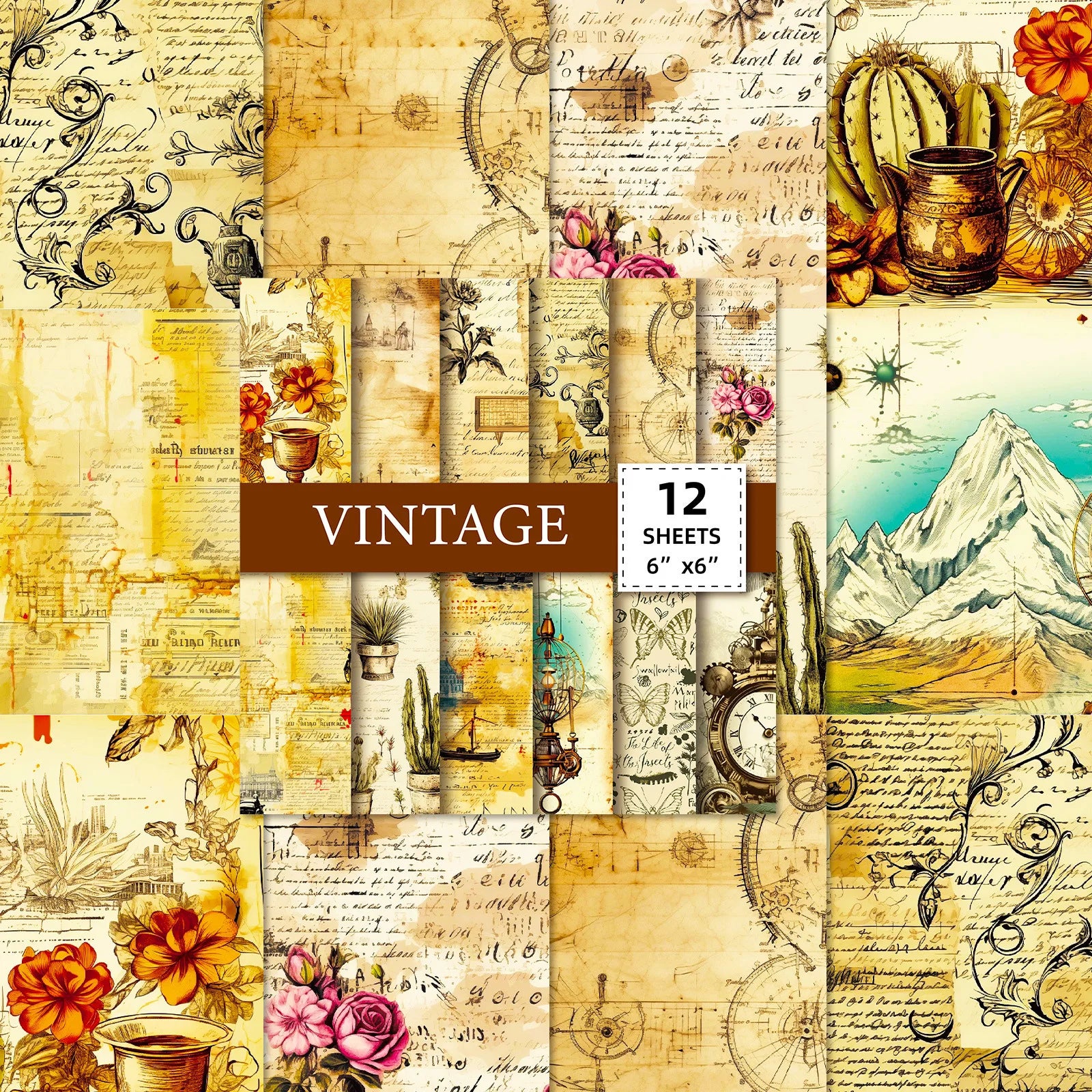 12 Sheet Scrapbooking Paper 15x15cm,  6x6in Scrapbooking Paper Acid-Free Cardstock Backgrounds Card for DIY Art Craft Decoration