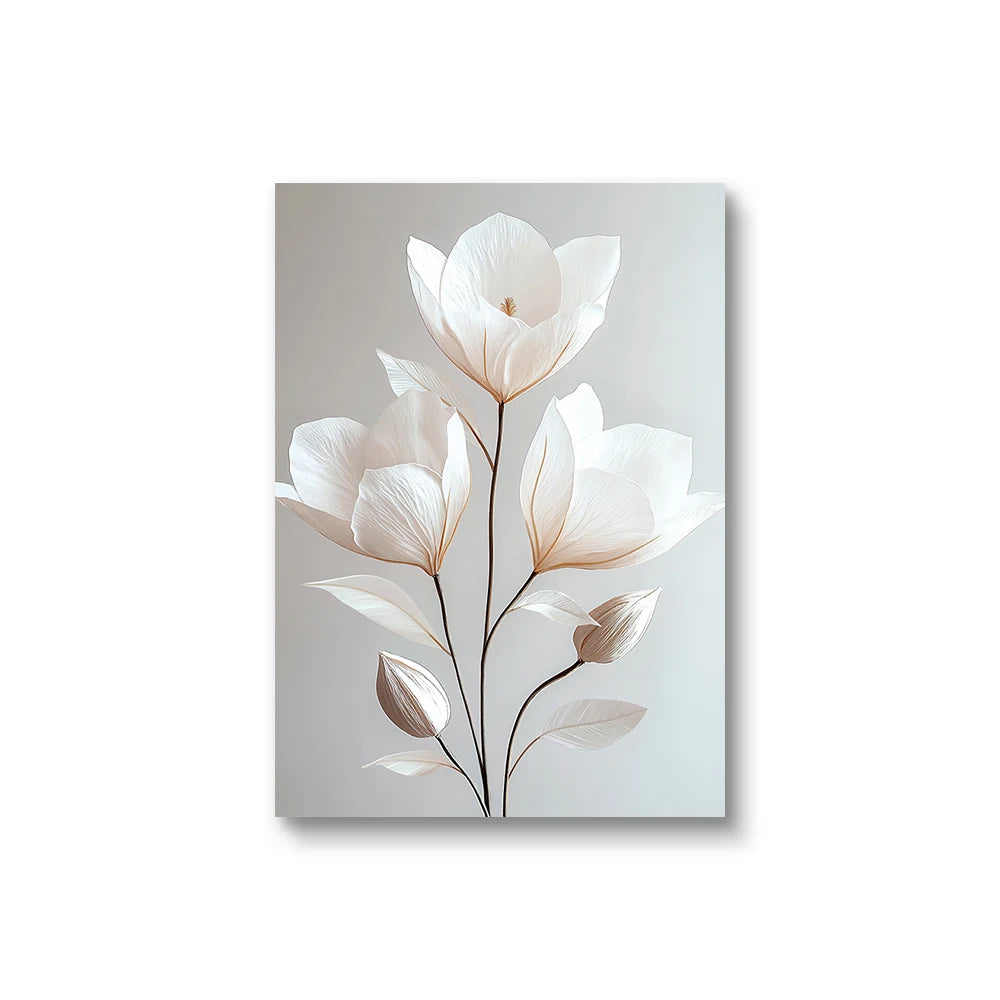 1PC/3PCS Frameless Nordic Beige Peony Flowers Canvas Painting Modern Floral Botanical Posters Aesthetic Wall Art Home Decoration