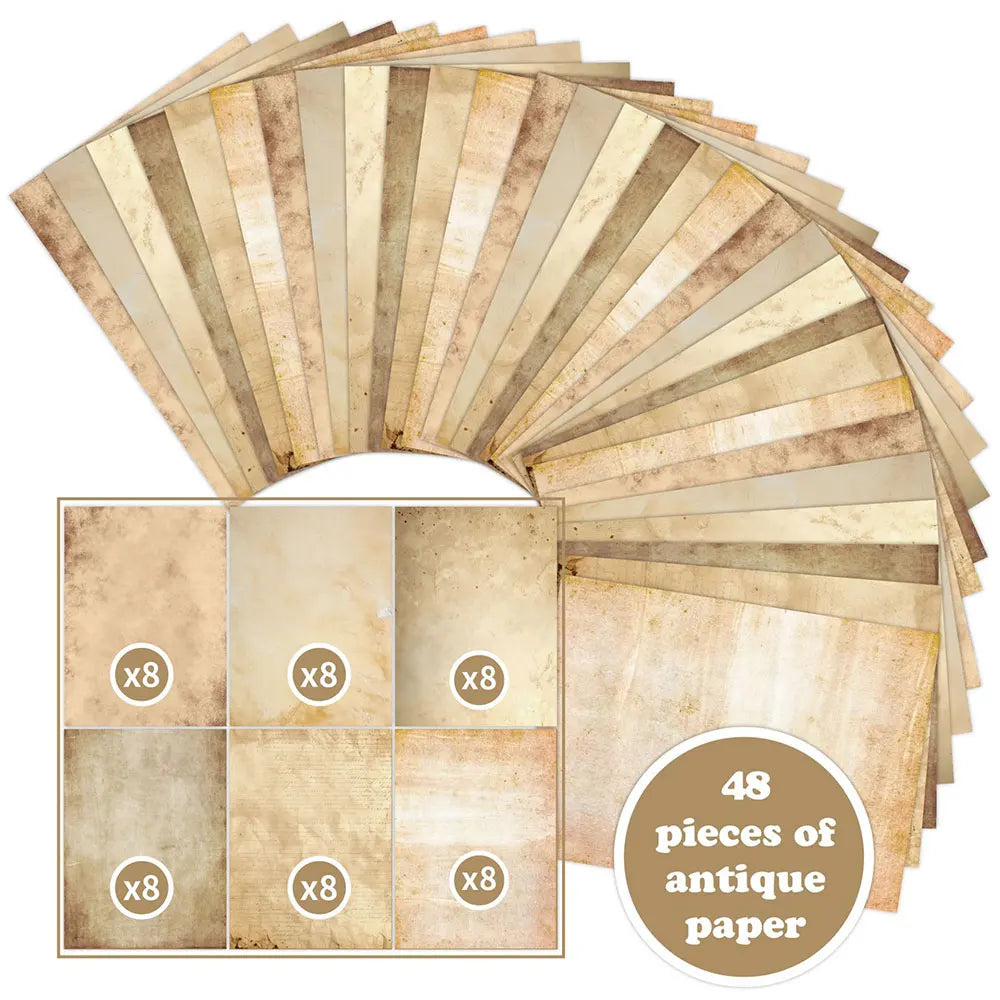 For Fun 48 Sheets Vintage Scrapbook Material Paper DIY Junk Journal Collage Photo Album Retro Background Paper A4 Printing Paper