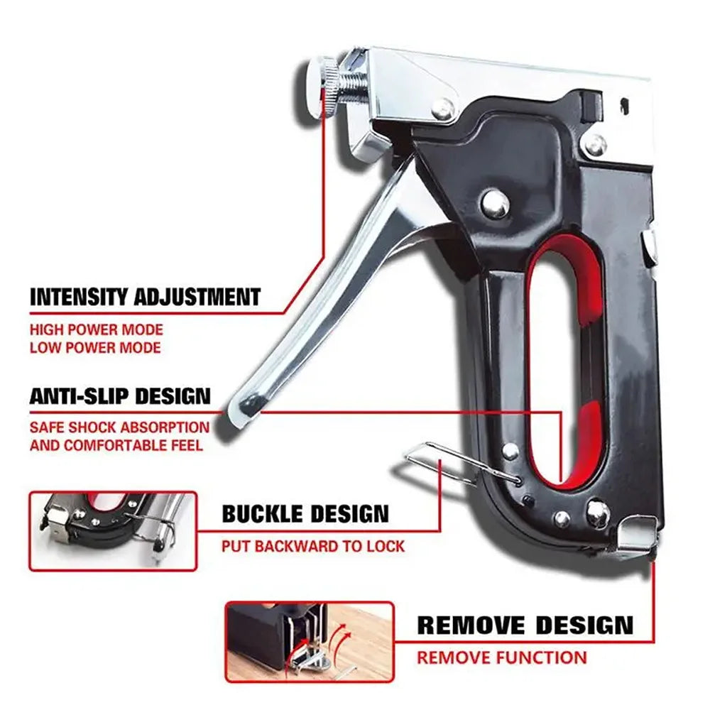 Durable 3-in-1 Multifunctional Tools, Manual, Heavy Duty and 600Pcs Staples Nail Gun for Upholstery, Fixing Material, Carpentry