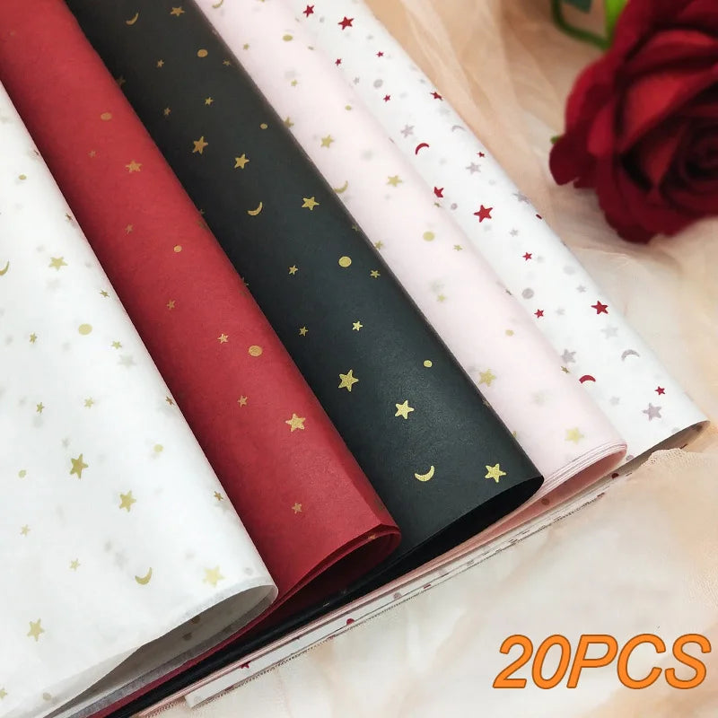 20pcs sheet Cotton Bouquet Flower Wrapping Paper Star Moon Sydney Paper Wrapping Paper Flower Wrapping Paper Cake Baking Gift