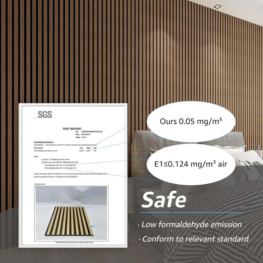 4-Piece Wood Slat Acoustic Panels for Noise Reduction, 3D Textured Wall and Ceiling Decor in Walnut Finish