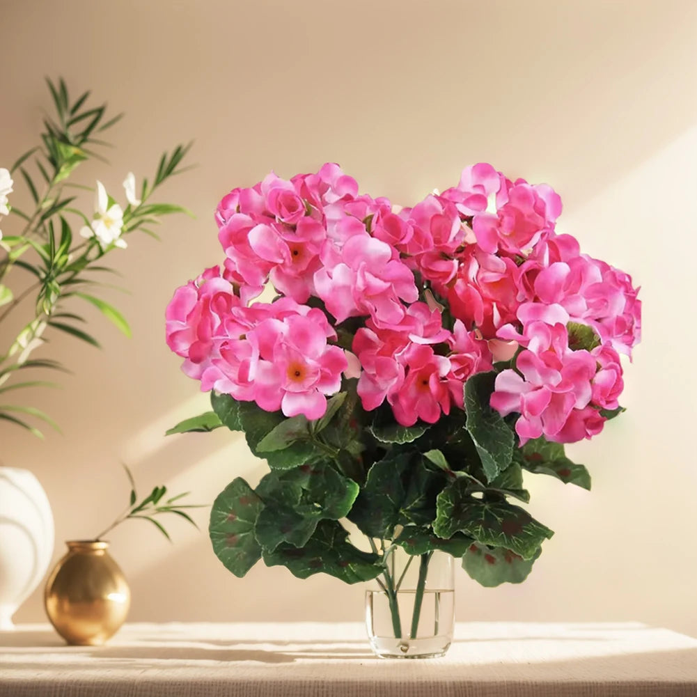 2/4Pcs 12.6inch Artificial Plant Silk Begonia Flower Geraniums UV Resistant Nonwoven Faux Flowers for Garden bonsai Floral Decor