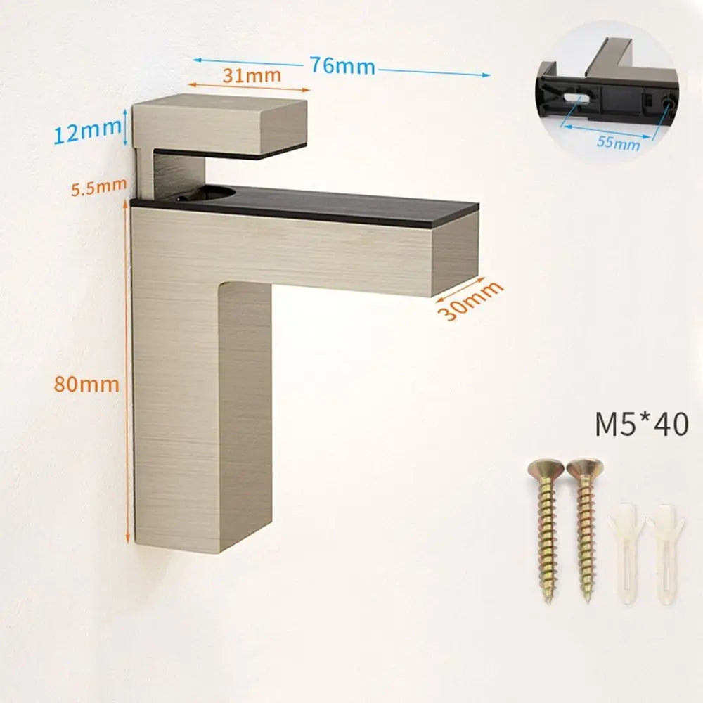Wall Mount Zinc Alloy Furniture Accessories Cabinet Door clip Glass Door Clamp Frameless Brackets Glass Shelf Holder