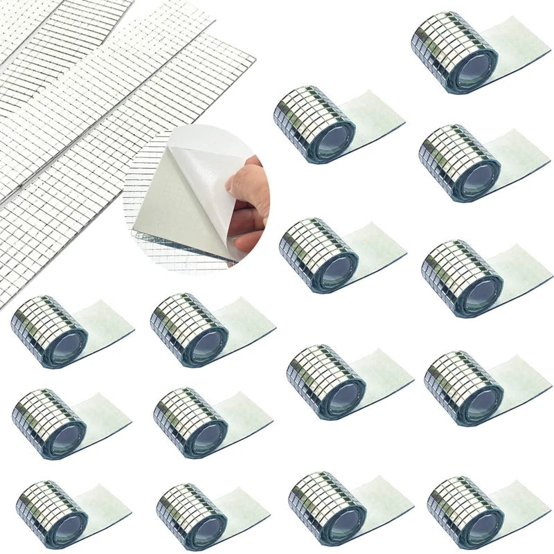 Self-Adhesive Real Glass Craft Mini Square Mirrors Mosaic Tiles Stickers Bathroom DIY Handmade Craft Home Decoration Making Tool