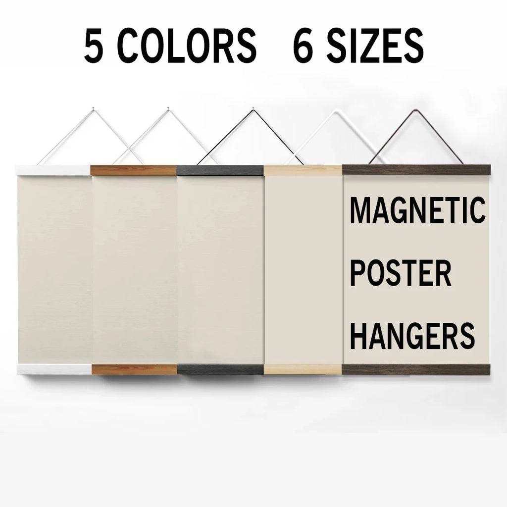 1PC Magnetic Wooden Poster Hanger Frames 5Colors Photos Wall Art Canvas Print Painting Teak Pine Wood Living Room Home Decor