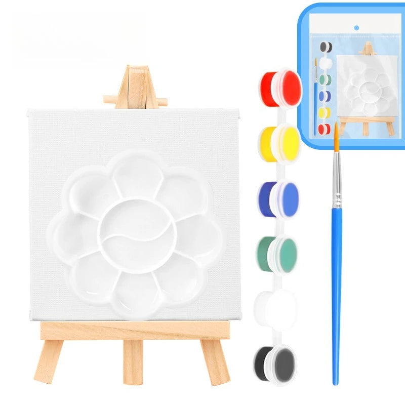DIY Digital Oil Painting Set 10x10cm Mini Square Art Canvas Easel Acrylic Hand-Painted Art Board