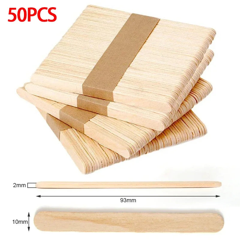 50/100pcs wooden popsicle sticks Hand Crafts Wood Ice Cream Popsicle Sticks DIY Wooden Sticks