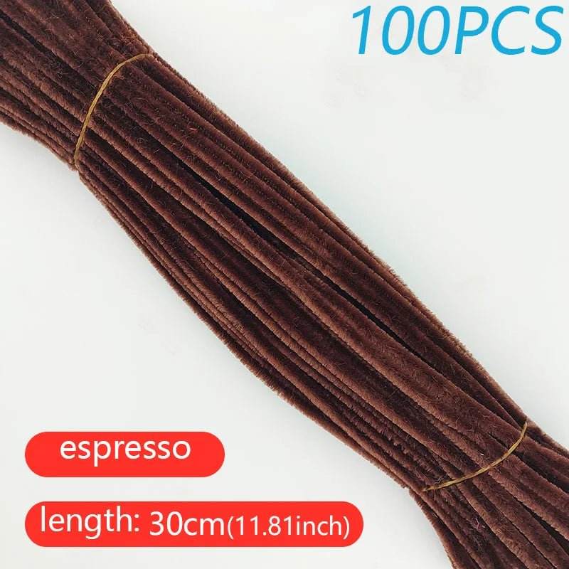 100PCS Colorful Twisted Rod DIY Handcraft Bar Wire Imaginative Wool Root Fluffy Bar Iron Wire Sticks Art Kids Educational Toys