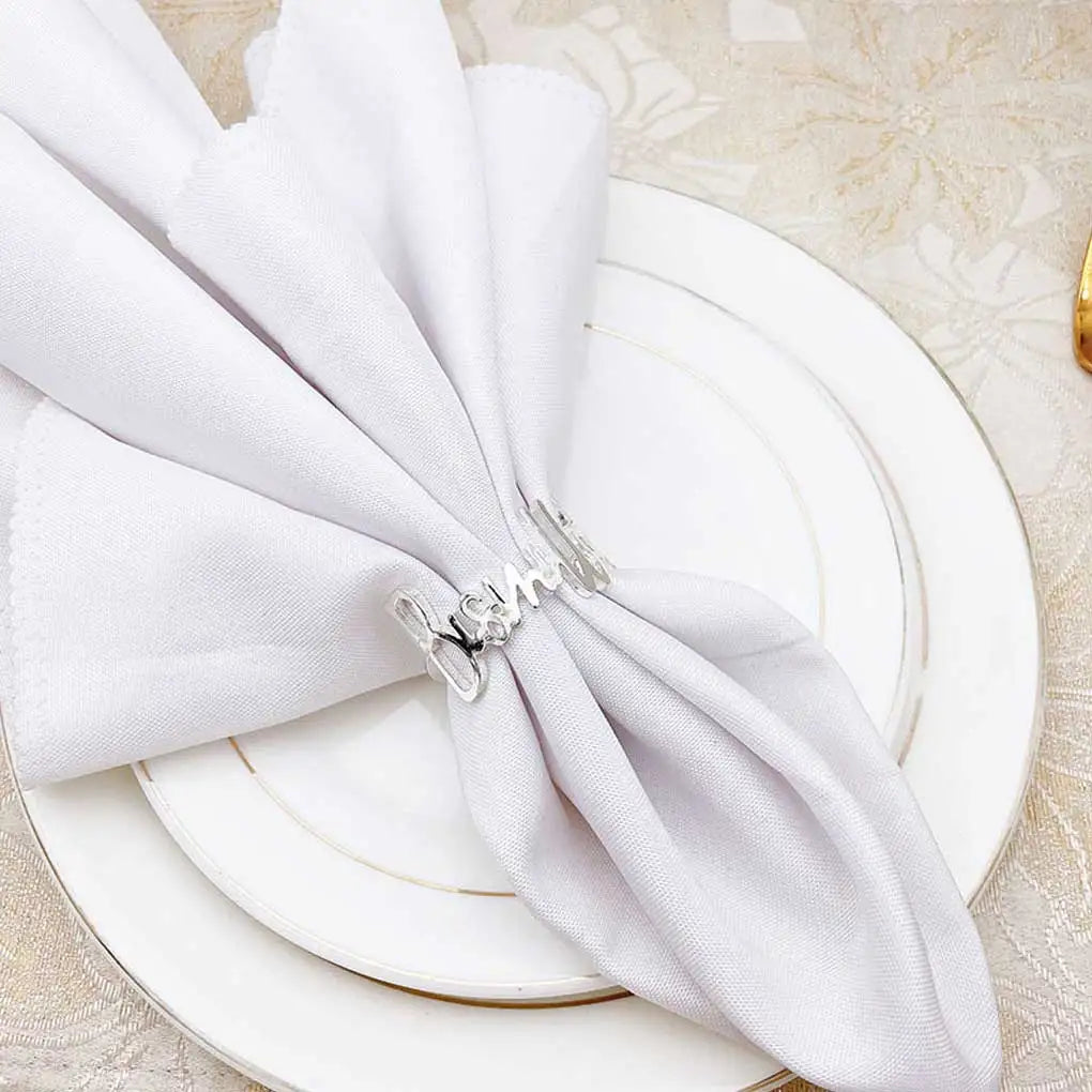 12 Pieces Alloy Napkin Rings Paper Holder Hotel Buckle Wedding Black