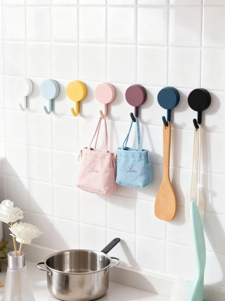 10Pcs Macaron Adhesive Hooks - Colorful Heavy Duty Removable, No Drill Wall Hooks for Kitchen Bathroom Door Hanging Storage
