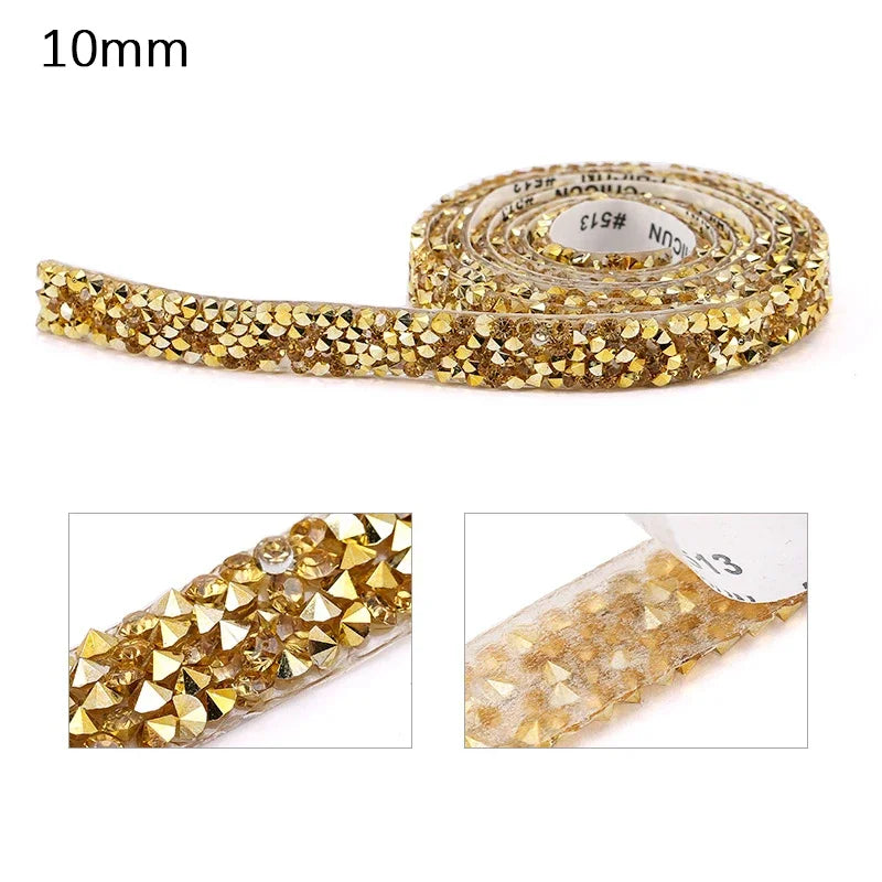 10mm-30mm Rhinestone Ribbons Self-Adhesive Trim Gift Handmade Rhinestone Stickers Applicator Ribbon With Rhinestones Appliques