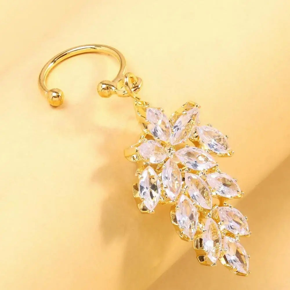 Stonefans Sexy Leaves Lips Ring Zircon High Quality Non Piercing Jewelry Fashion Hip Hop Labret Cuff Accessories Women Nightclub