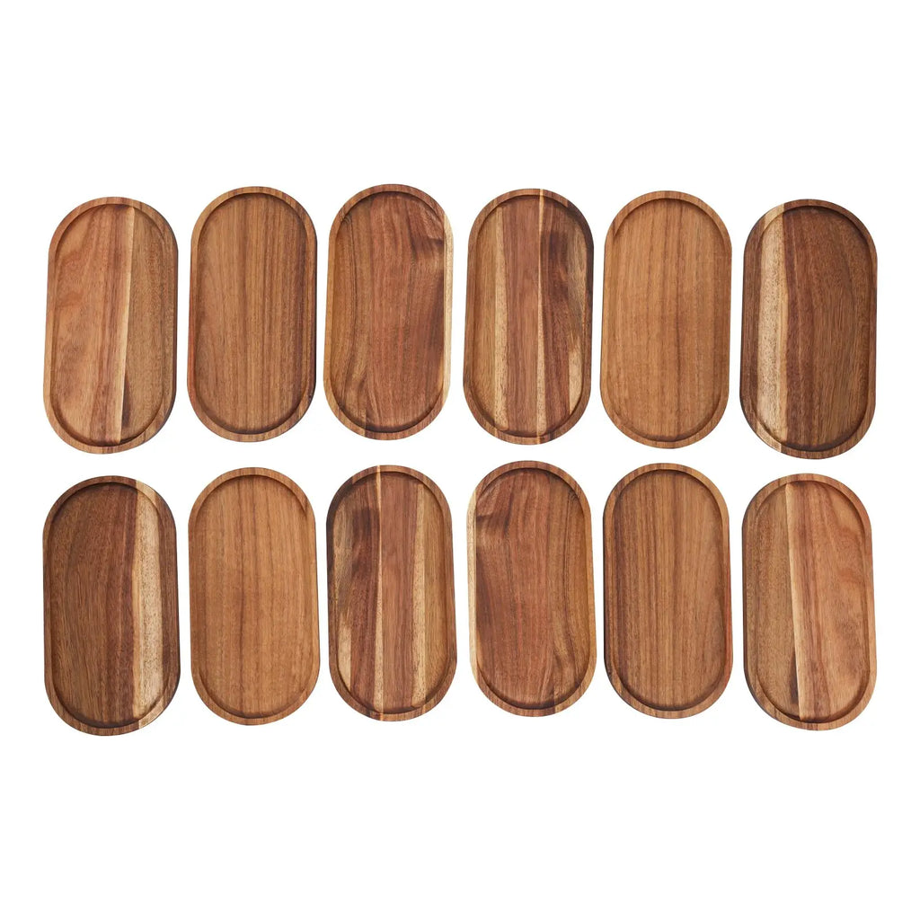 Wooden Serving Tray Oval Wood Tray 12 Pcs Decorative Tray for Coffee Table 10 * 5 * 0.78in