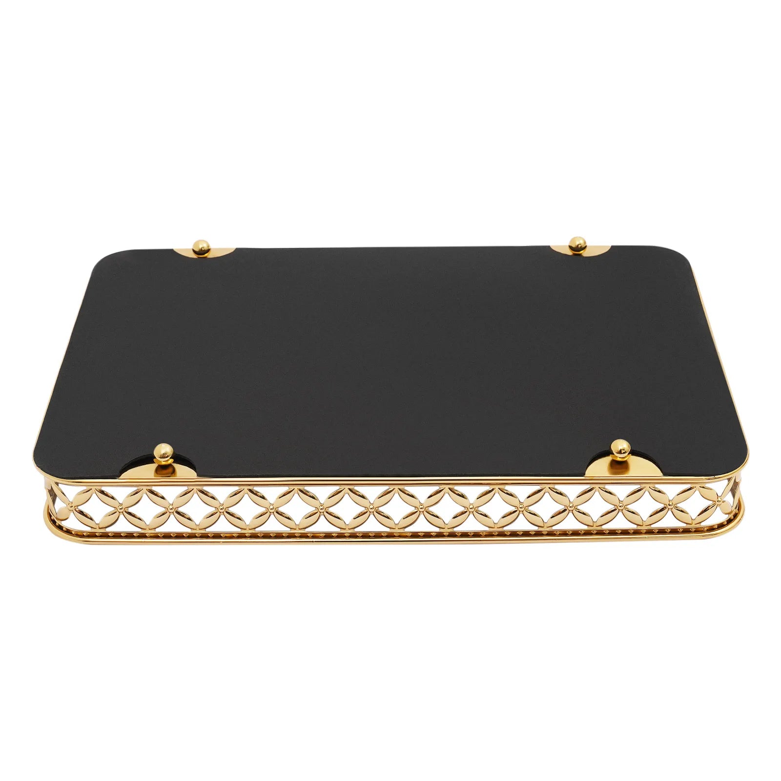 Rectangle Gold Decorative Tray Mirror Tray, Tabletop Decoration Tray with Handles for  Dresser, Bedroom, Cafe, Closet, Bar