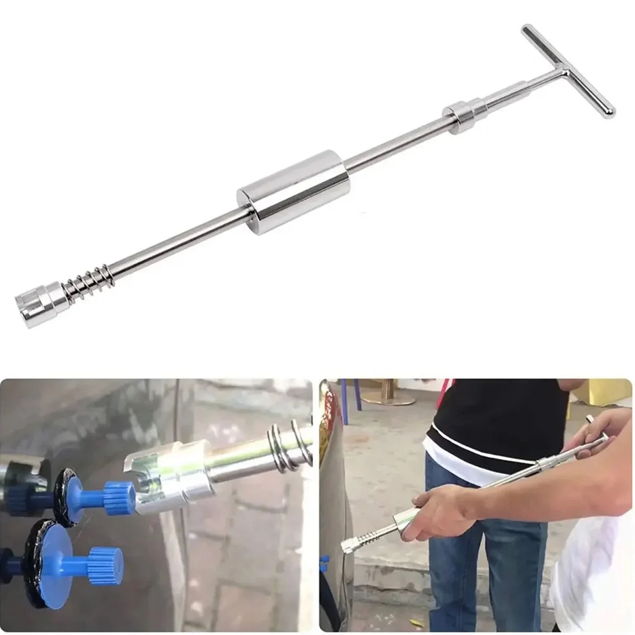 Car Dent Repair Tool Glue Gun Paintless Sheet Metal 2 in 1 T-bar Dent Repair Kit Auto Dent Remover Suction Auto Dent Puller Tool