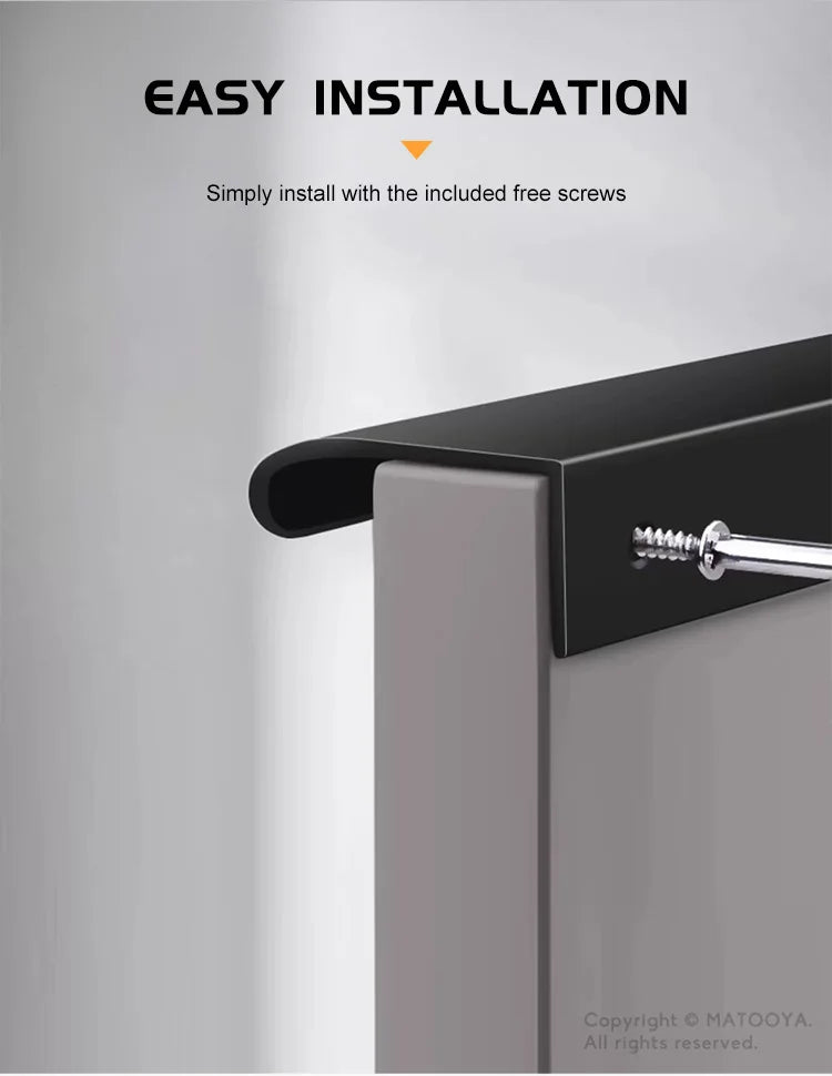 Gold Black Hidden Handles Long Kitchen Cabinet Pulls Drawer Knobs Aluminum Alloy Furniture Handles Cupboard Pulls Wardrobe Pulls