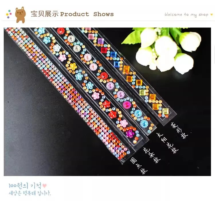 5 self crystal rhinestone sticker rolls with sparkling diamond texture mobile phones photo albums DIY decorative materials