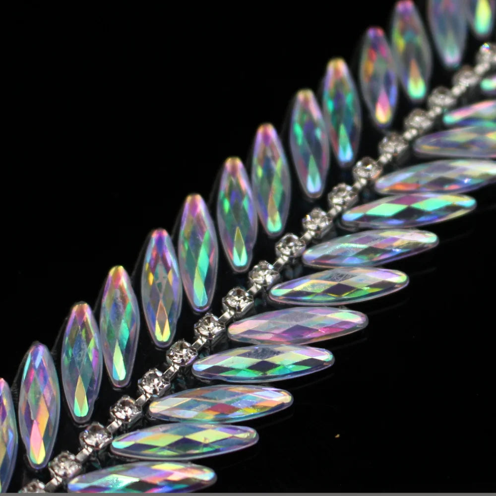 1 Yard Self Adhesive Rhinestone Strips AB Rhinestone Trim Ribbon Sticky for Crafts Glitter Tape Decorative Gem Sticker TR191