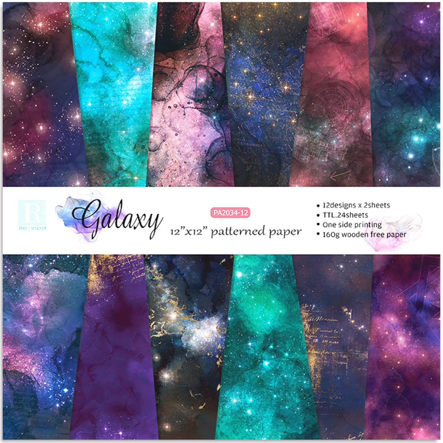 24 Sheets 30x30cm Craft Scrapbooking Paper Pad Watercolored Single-Side Printing Junk Journal Cardstock Supplies for Card