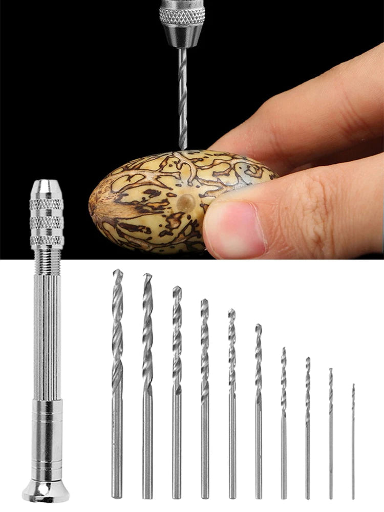1/11pcs 0.3-3.2mm Mini Micro Hand Drill Woodworking Drilling Tools For Models Hobby Jewelers Drilling Rotary Tool DIY