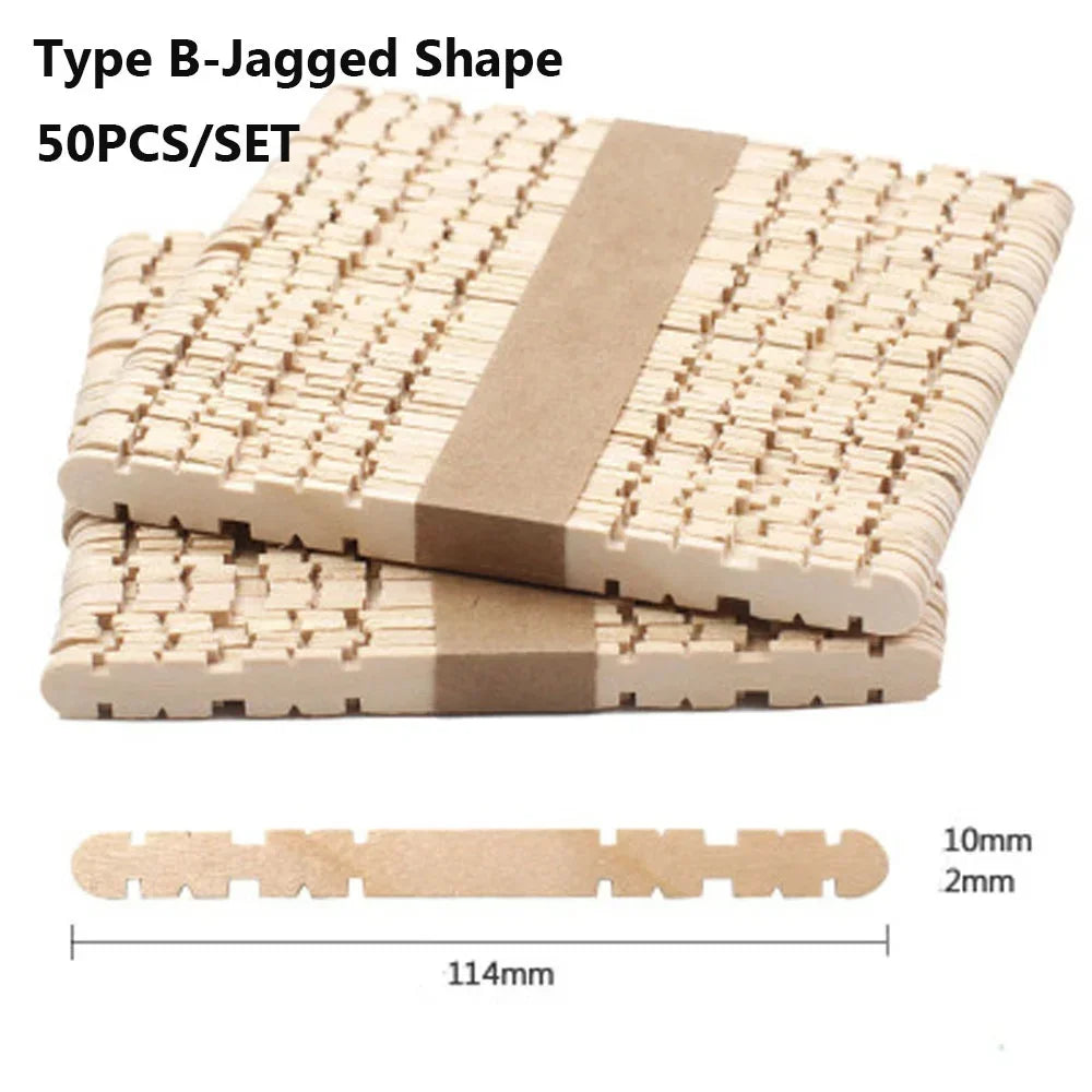 Natural Wooden Popsicle Sticks 50 Pcs Set for DIY Craft Ice Cream Lolly Projects