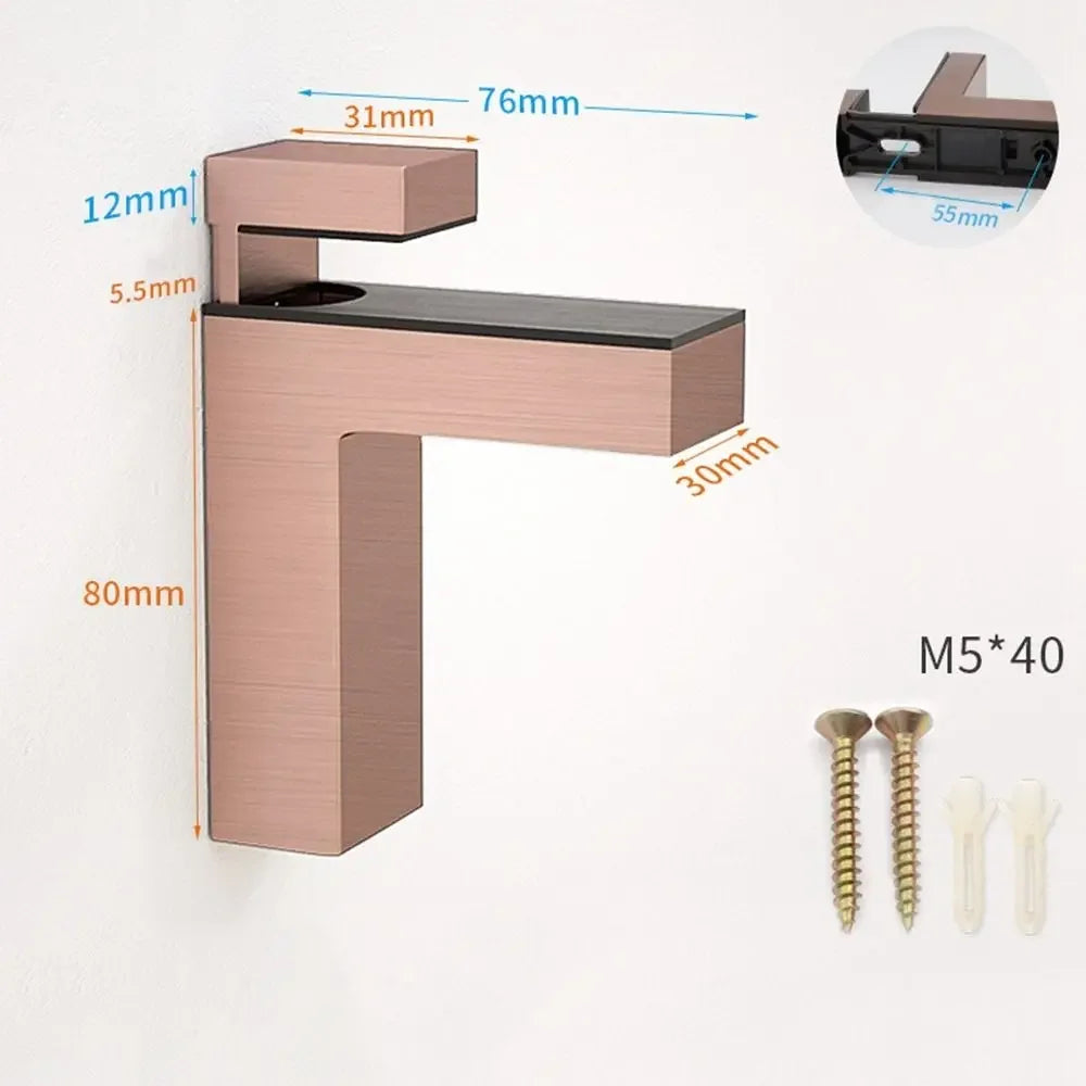 Wall Mount Glass Shelf Holder Adjustable Frameless Zinc Alloy Brackets Wardrobe Cupboard Door Clamp Furniture Accessories