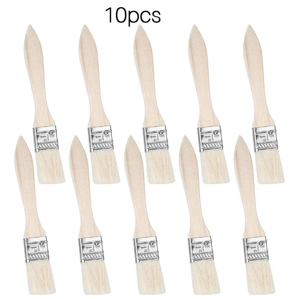 10/20/30pcs short wooden handle art brushes, hog bristle brushes, watercolor brushes, wall brushes, art brushes, cleaning