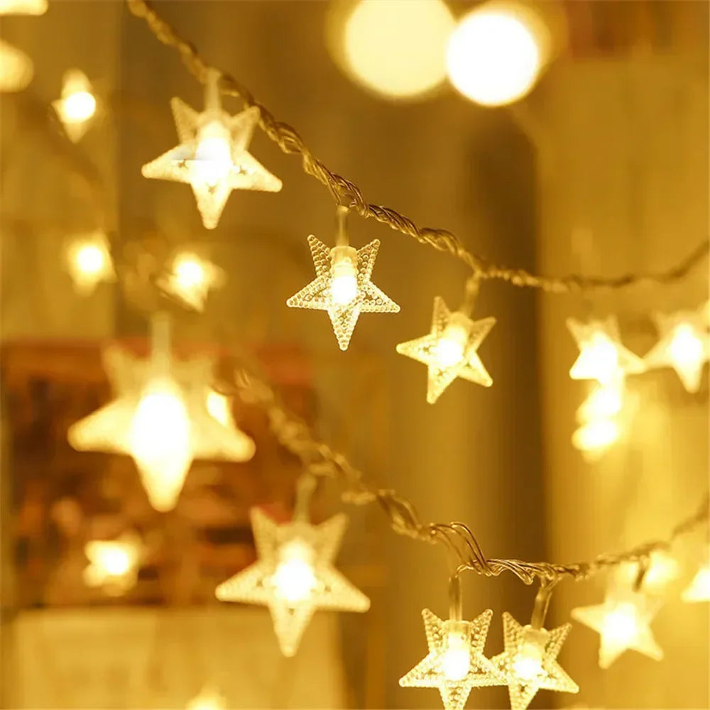 Battery Power Star String Lights Led Fairy Light Christmas Garland for New Year Wedding Party Camping Home Decoration Ramadan