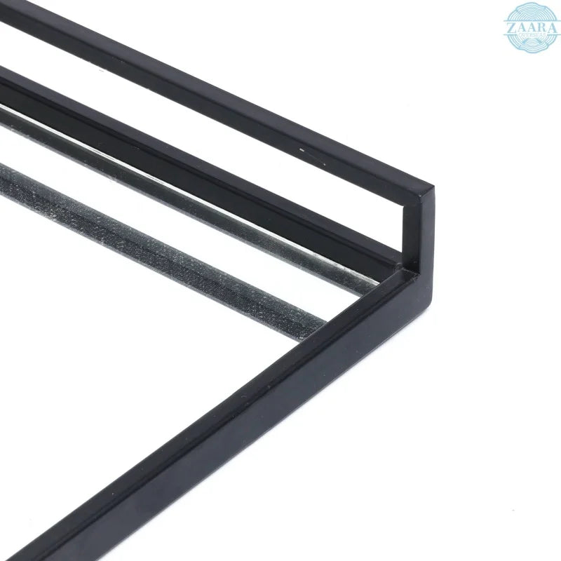 Beauty Care Care ensuring Decor Durable Ideal Lasting Quality Use Wood Handcrafted Glass With Metal Frame Serving Tray - 20x20x3