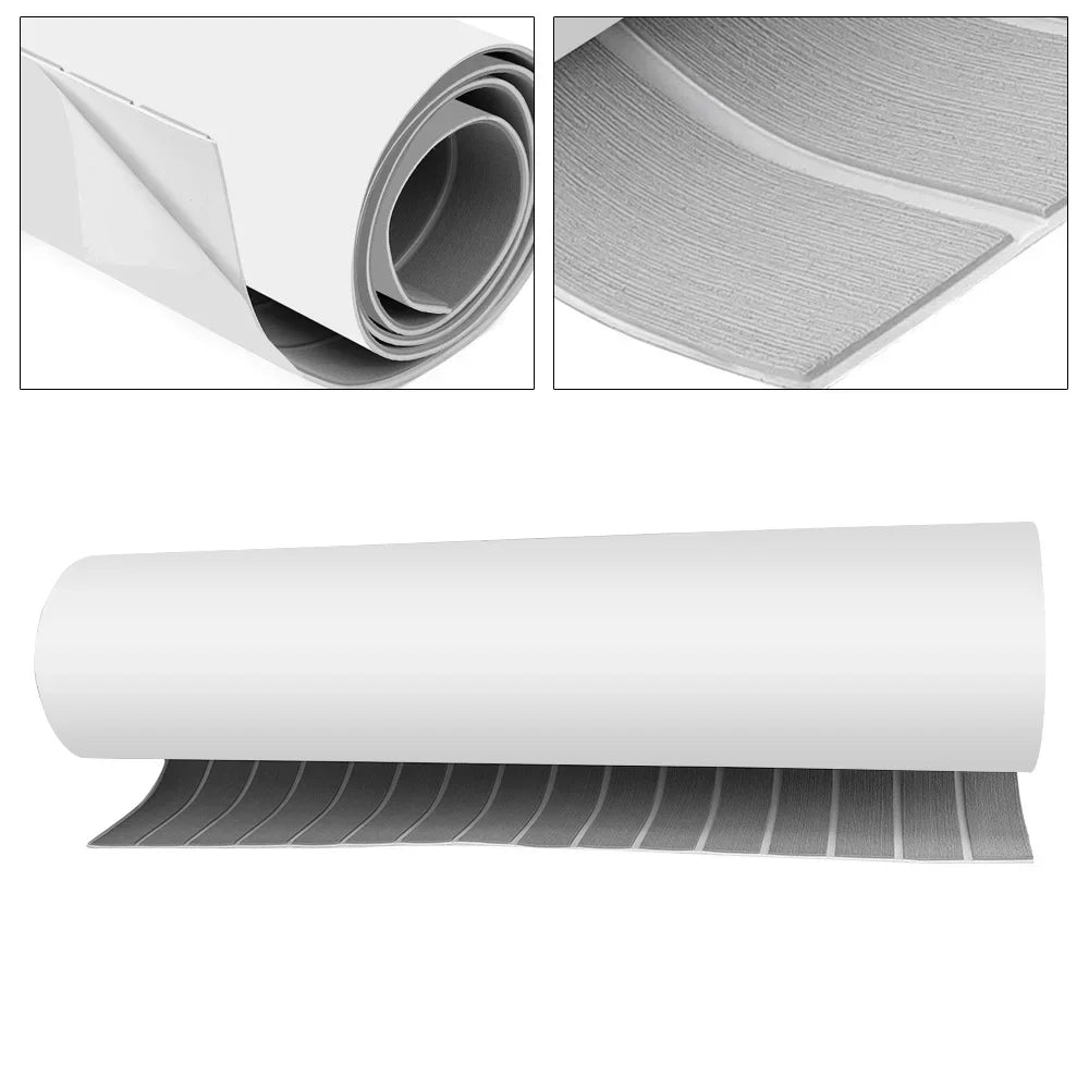Grey and White EVA Foam Teak Sheet Marine Flooring Yacht Synthetic Boat Decking 240cm×90cm Self-Adhesive Pad Non-slip