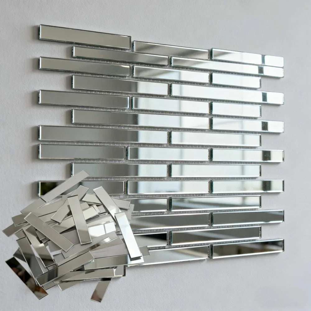 100pcs/set DIY Pieces of Rectangular Mirror Wall Stickers, Self-adhesive Handmade DIY Decorative Mirror Stickers   Decoration