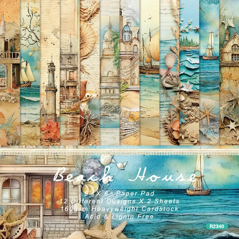 12 Sheet Scrapbooking Paper 15x15cm, Christmas Journal Planner Paper Pad Cardstock Backgrounds Card for DIY Art Craft Decoration