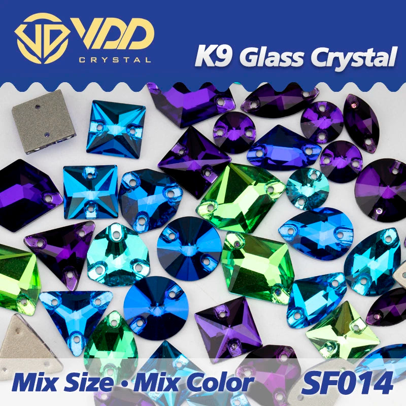 VDD 20/50Pcs Mix Size AAAAA K9 Glass Sew On Rhinestones Sewing Crystal AB Flat Back Stones For Clothes Accessories Wedding Dress